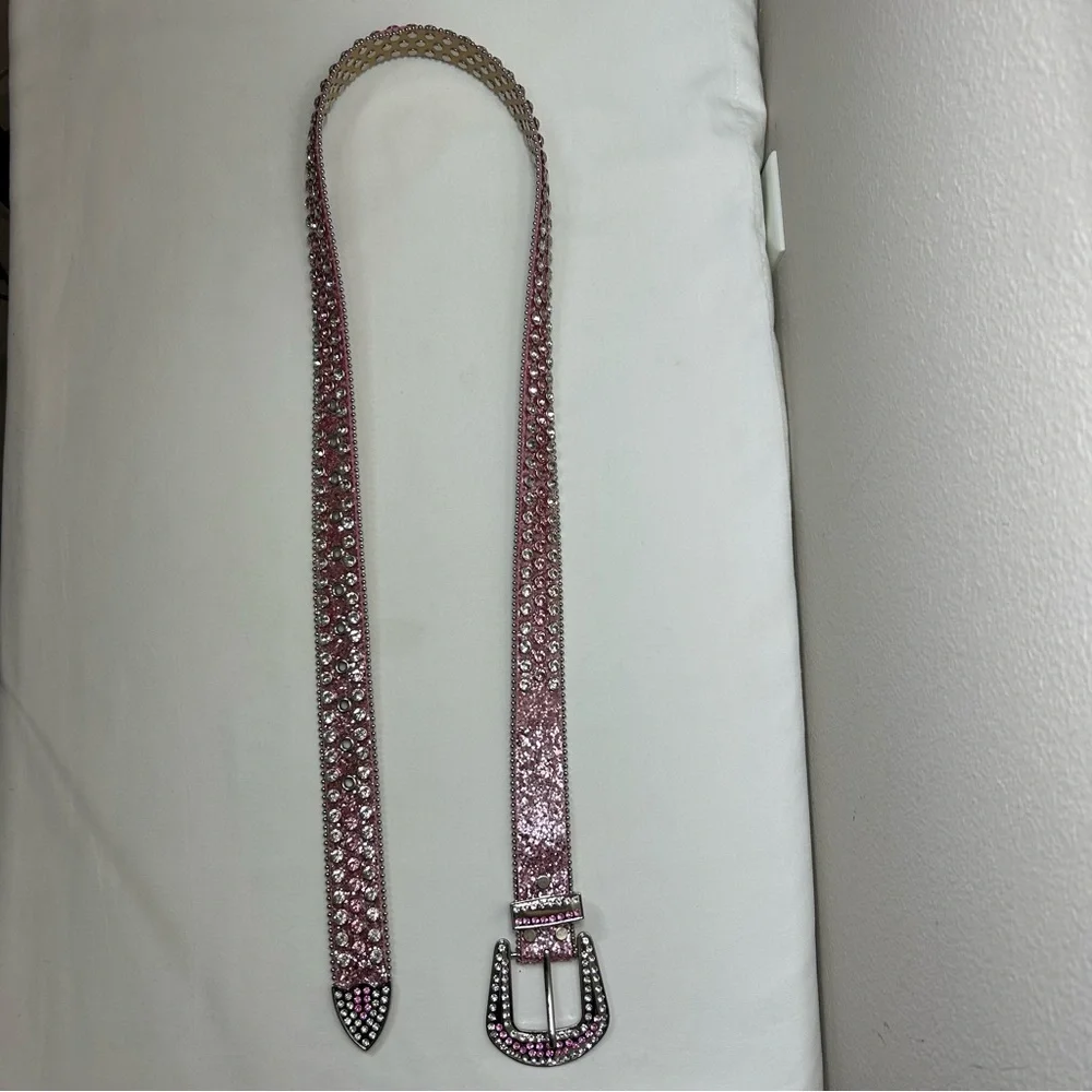 Pink Silver Western Rhinestone Glitter Cowgirl Rodeo Party Bling Sparkly Belt